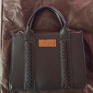 Wrangler Black Satchel with Braided Detail